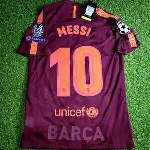 Messi Barcelona 2017 2018 Third UEFA PLAYER ISSUE Soccer Jersey BNWT M